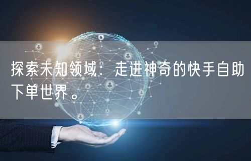 探索未知领域：走进神奇的快手自助下单世界。