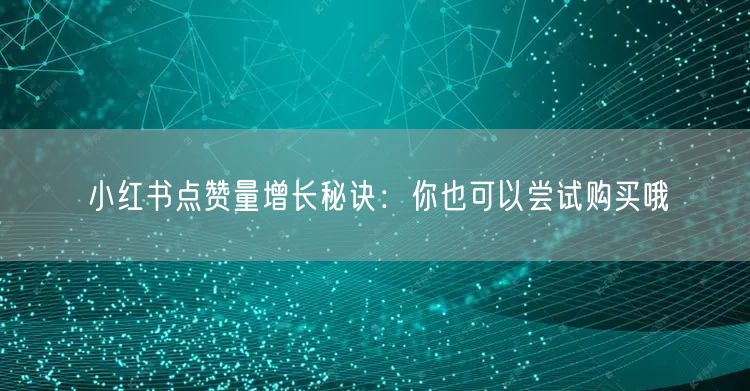 小红书点赞量增长秘诀：你也可以尝试购买哦