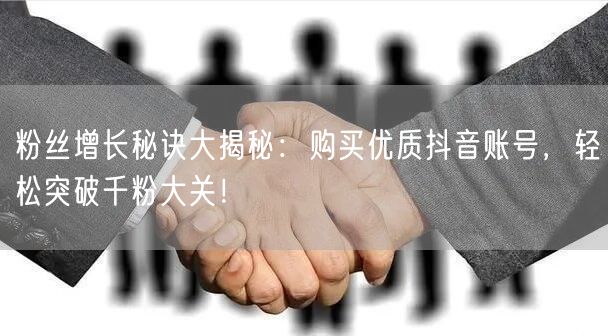 粉丝增长秘诀大揭秘：购买优质抖音账号，轻松突破千粉大关！