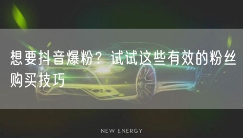 想要抖音爆粉？试试这些有效的粉丝购买技巧