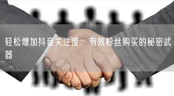 轻松增加抖音关注度：有效粉丝购买的秘密武器
