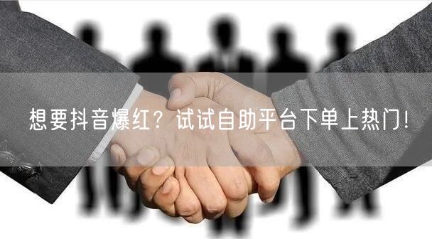 想要抖音爆红？试试自助平台下单上热门！