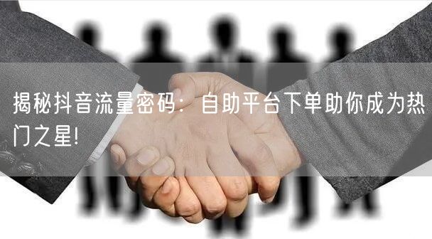 揭秘抖音流量密码：自助平台下单助你成为热门之星!