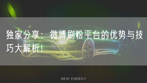 独家分享：微博刷粉平台的优势与技巧大解析！