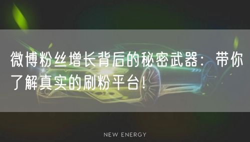 微博粉丝增长背后的秘密武器：带你了解真实的刷粉平台！